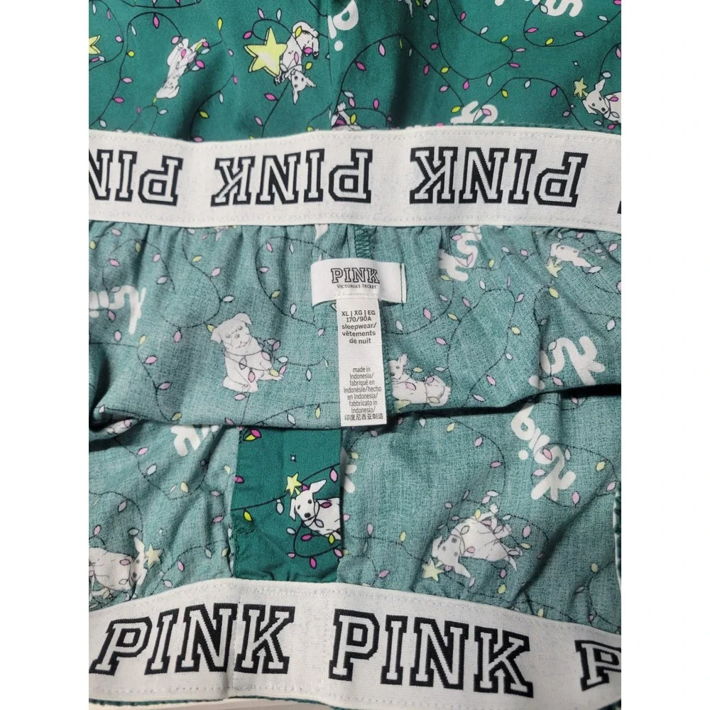 Pink Victoria's Secret Sleepwear Boxer‎ Shorts Women's XL Dog Christmas Lights